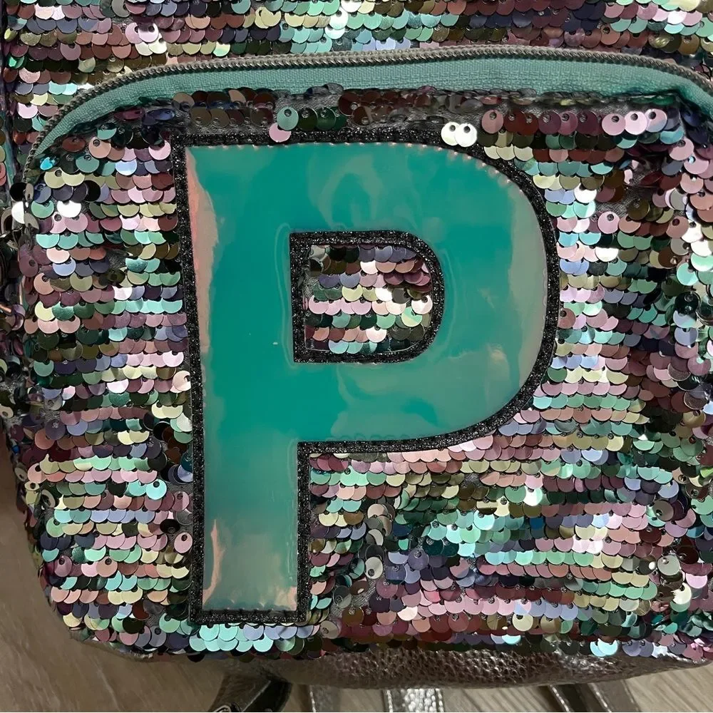 Justice Girls Sequin Backpack with Letter “P”
